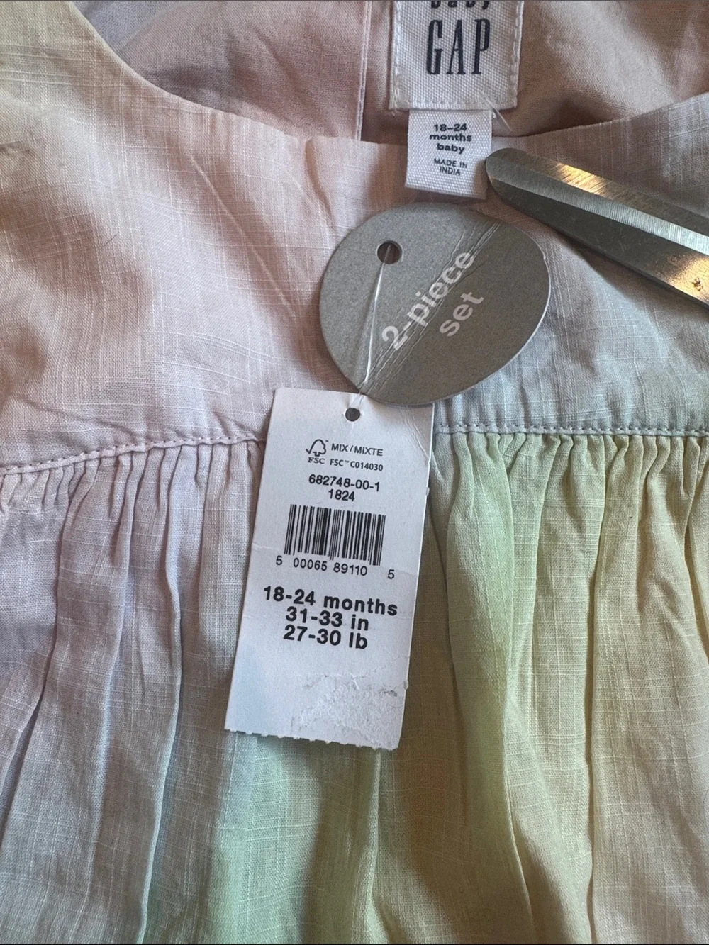 GAP Pastel Tie-Dye Pink Yellow Blue Ruffle Matching Set